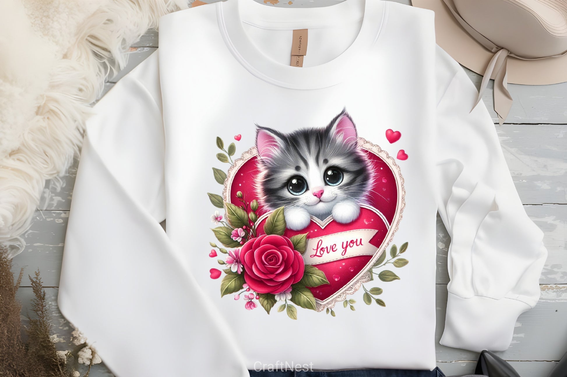 Love You Cat Valentine's Day Clipart Bundle 2 - CraftNest - Digital Crafting and Art