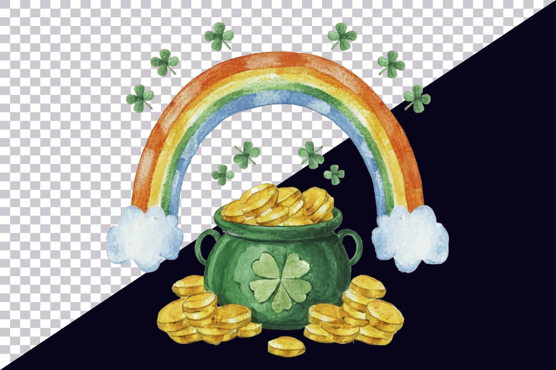 Rainbow And Leprechaun Pot Of Gold Clipart Bundle - CraftNest - Digital Crafting and Art