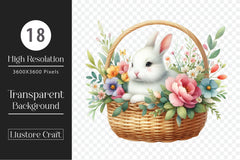 Easter Bunny Easter Eggs Flower Basket Clipart Bundle - CraftNest - Digital Crafting and Art