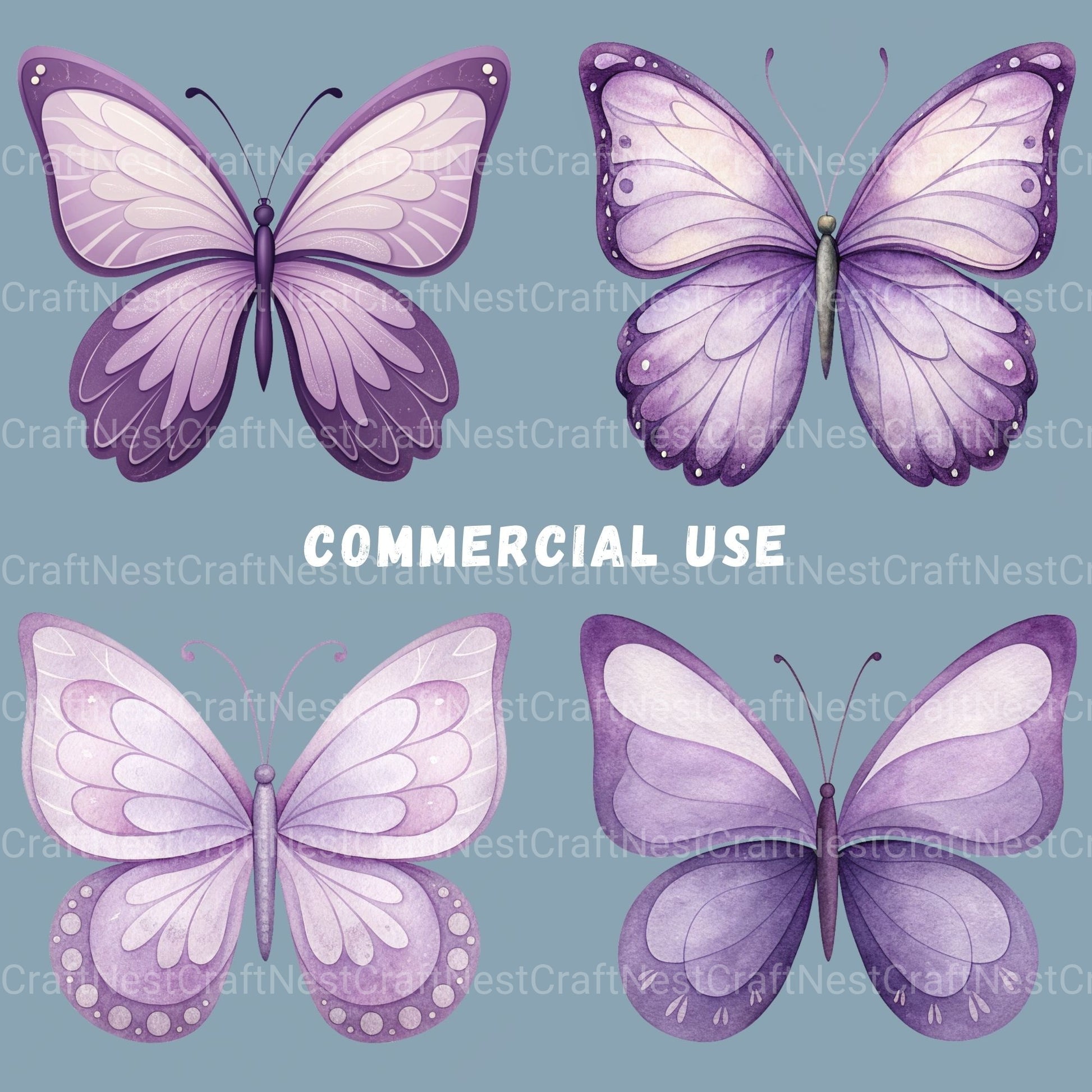 Purple Butterflies 1 Clipart Bundle - CraftNest - Digital Crafting and Art