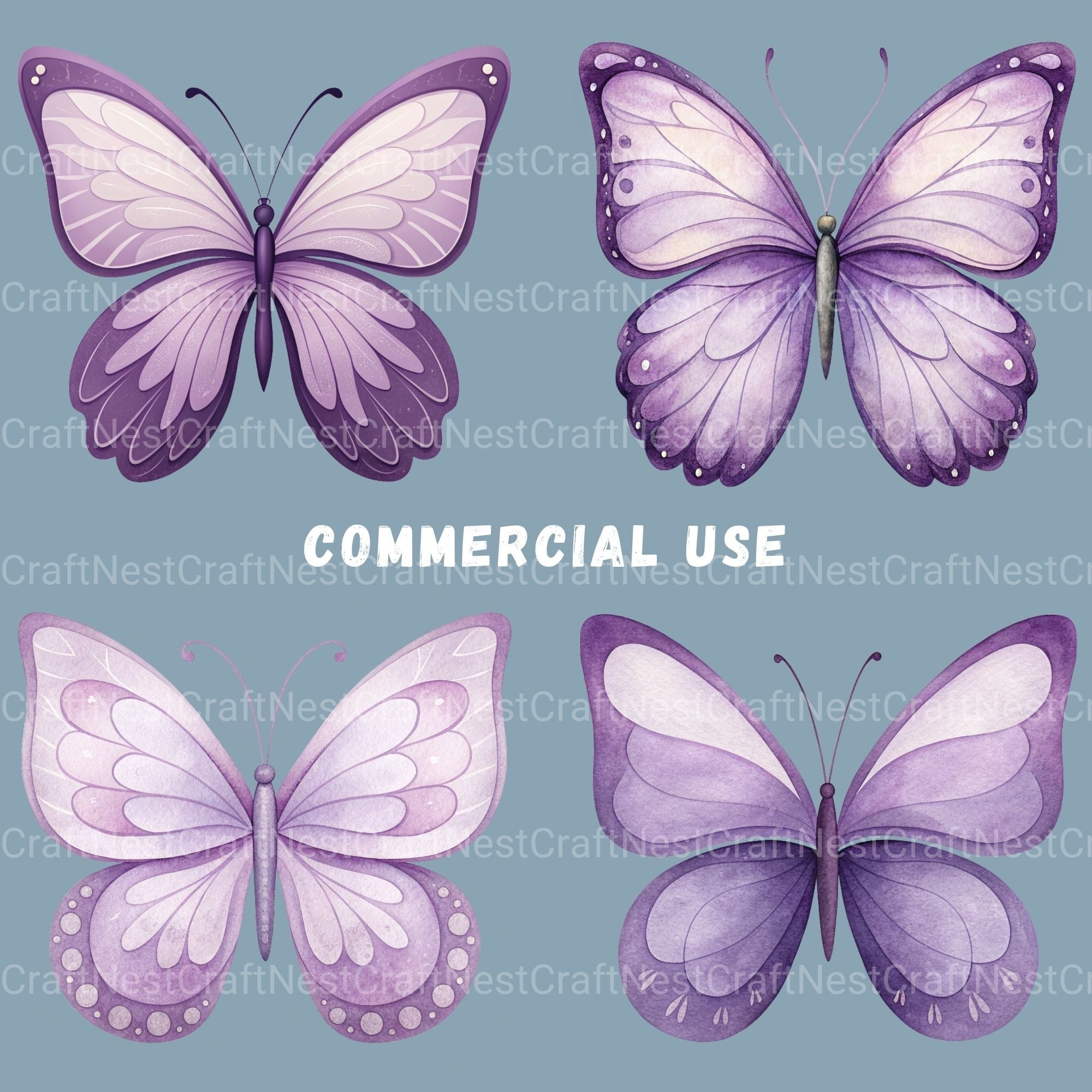 Purple Butterflies 1 Clipart Bundle - CraftNest - Digital Crafting and Art
