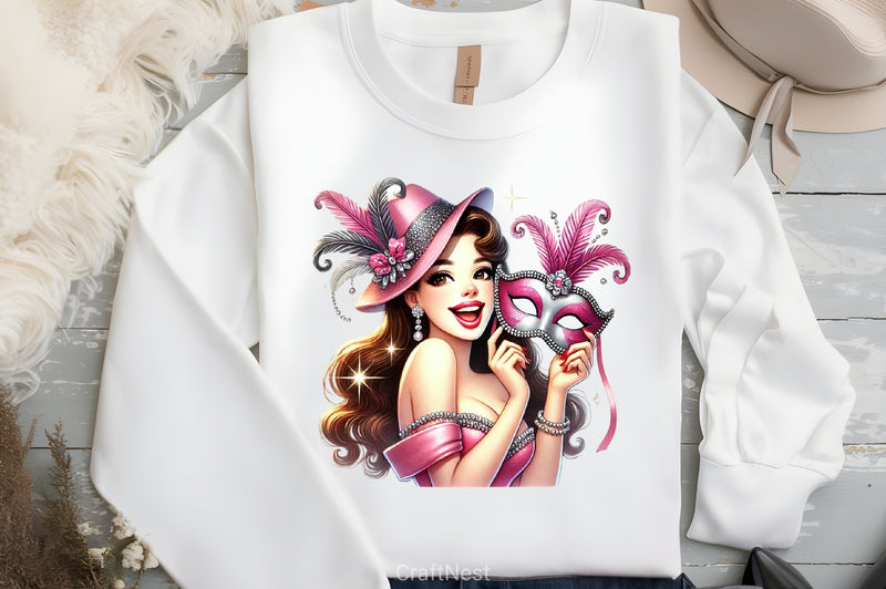 Mardi Gras Girl Clipart Bundle 2 - CraftNest - Digital Crafting and Art