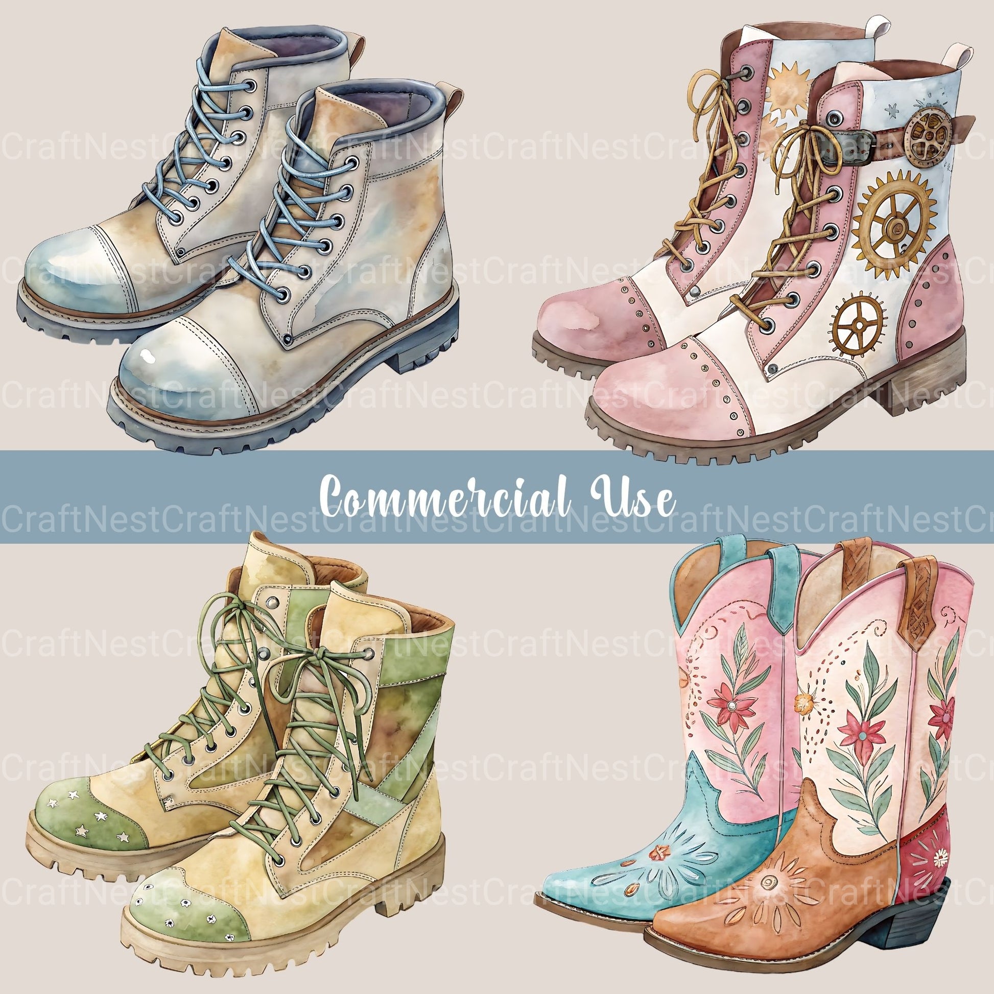 Boots Clipart Bundle - CraftNest - Digital Crafting and Art
