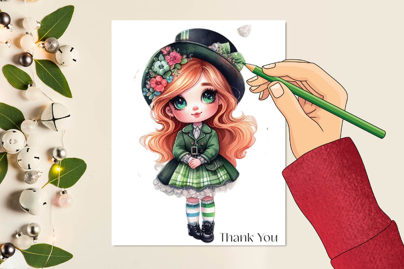 Cute St Patricks Irish Girl Clipart Bundle - CraftNest - Digital Crafting and Art