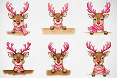Peeking Reindeer Clipart Bundle - CraftNest - Digital Crafting and Art