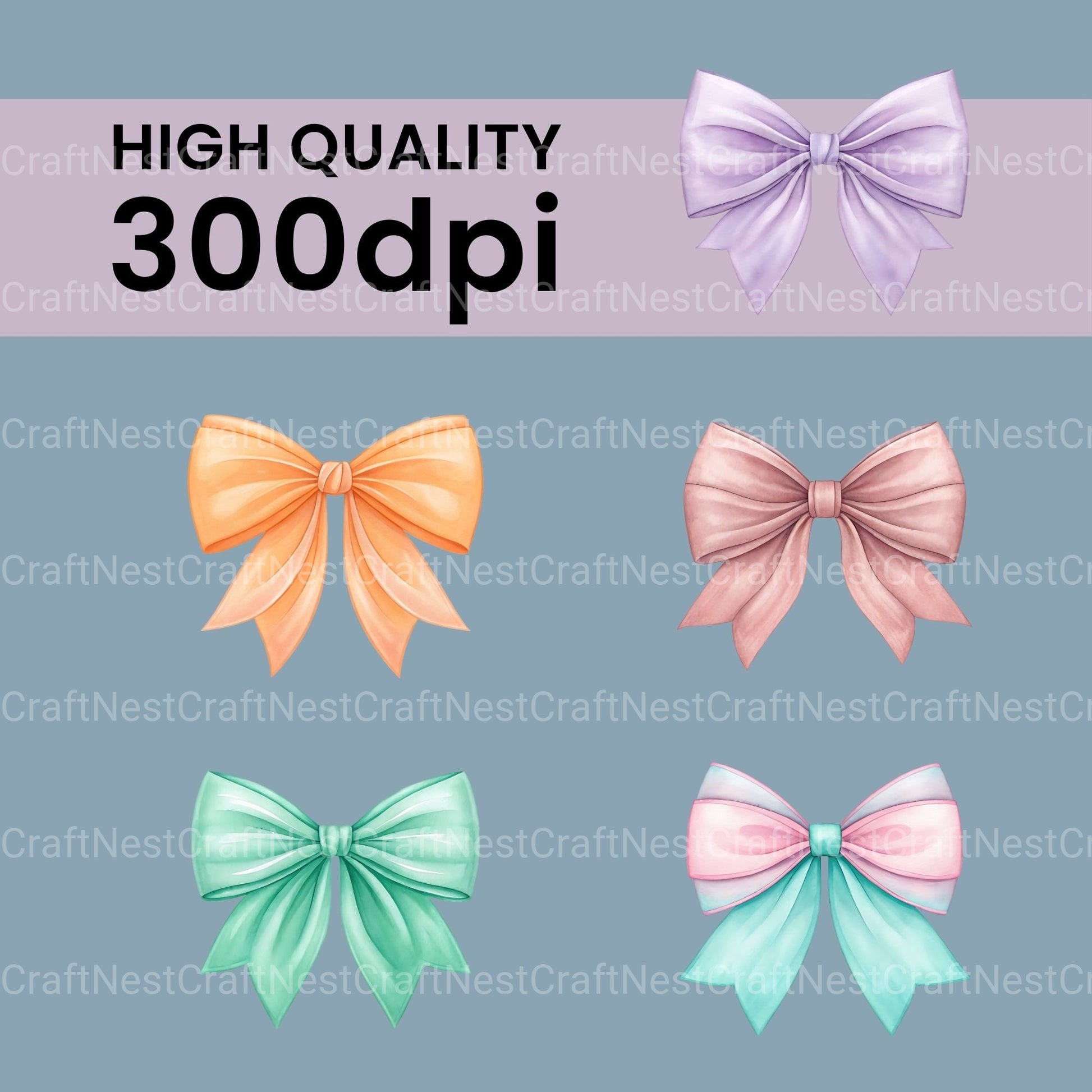 Pastel Bows Clipart Bundle - CraftNest - Digital Crafting and Art