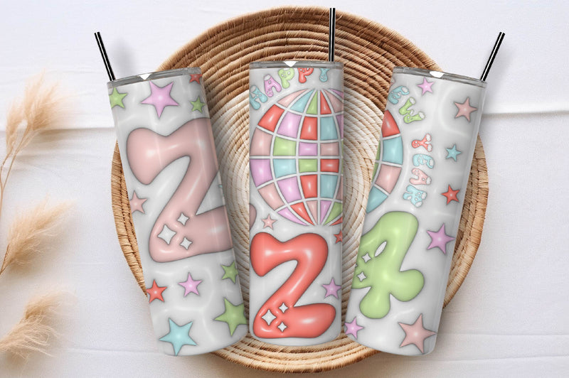 3D Inflated New Year Tumbler Bundle 4 - CraftNest - Digital Crafting and Art