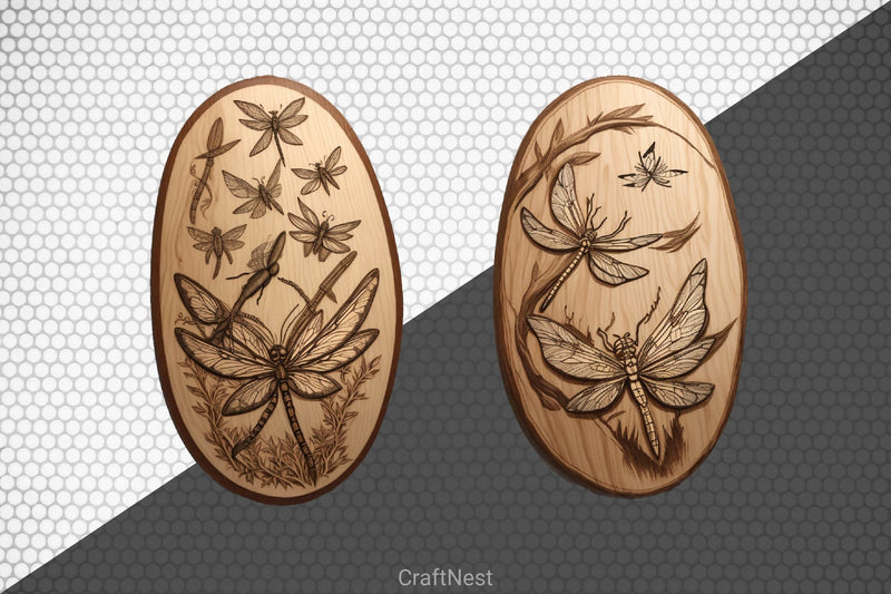 Wood Dragonfly Coasters Clipart Bundle - CraftNest - Digital Crafting and Art