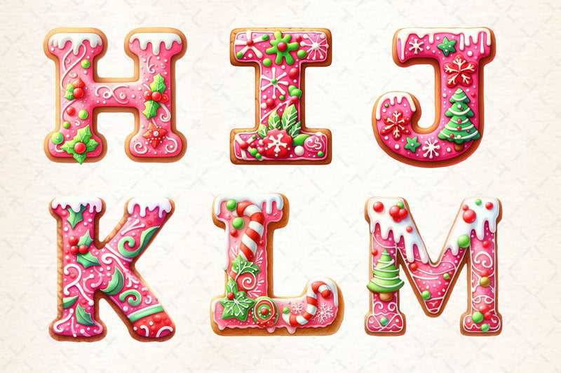 Pink Christmas Gingerbread Alphabet Clipart Bundle 2 - CraftNest - Digital Crafting and Art