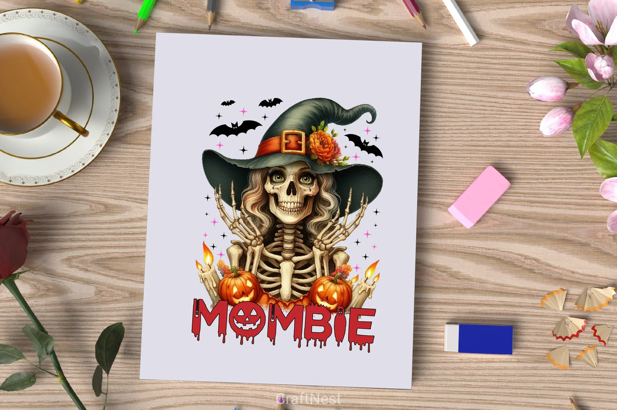 Mombie Design Retro Halloween Mombie Clipart Bundle