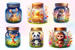 Animals Inside A Mason Jar Clipart Bundle 2 - CraftNest - Digital Crafting and Art