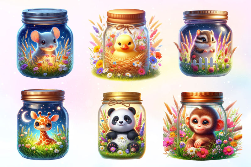 Animals Inside A Mason Jar Clipart Bundle 2 - CraftNest - Digital Crafting and Art