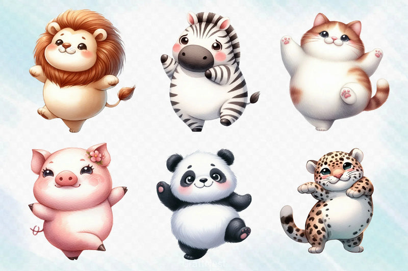 Cute Fat Animals Clipart Bundle 1 - CraftNest - Digital Crafting and Art