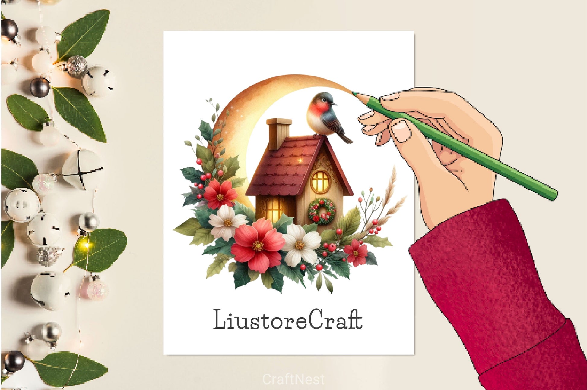 Christmas Bird House Clipart Bundle 4 - CraftNest - Digital Crafting and Art