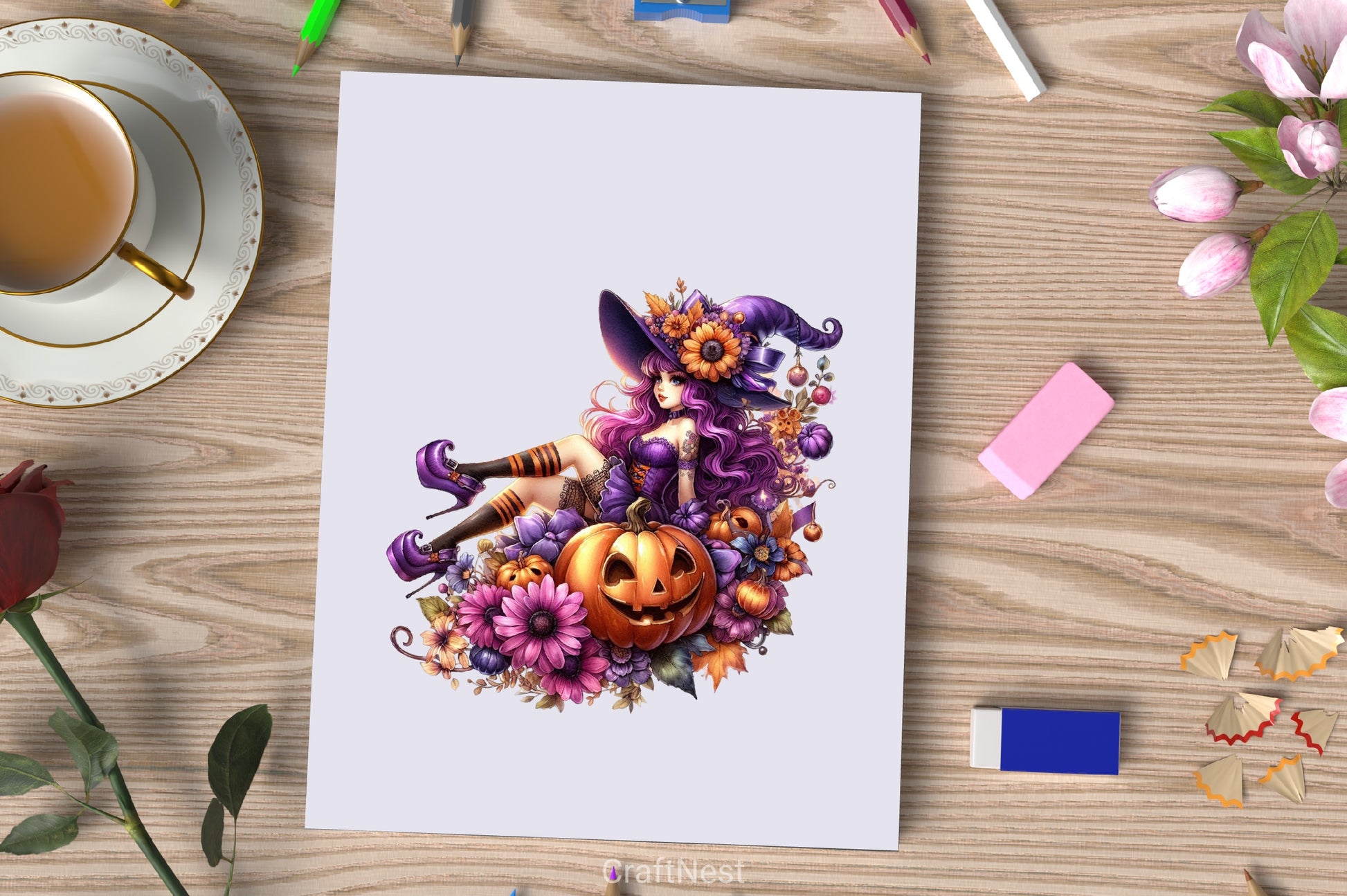 Halloween Witch Girl Clipart Bundle 2 - CraftNest - Digital Crafting and Art