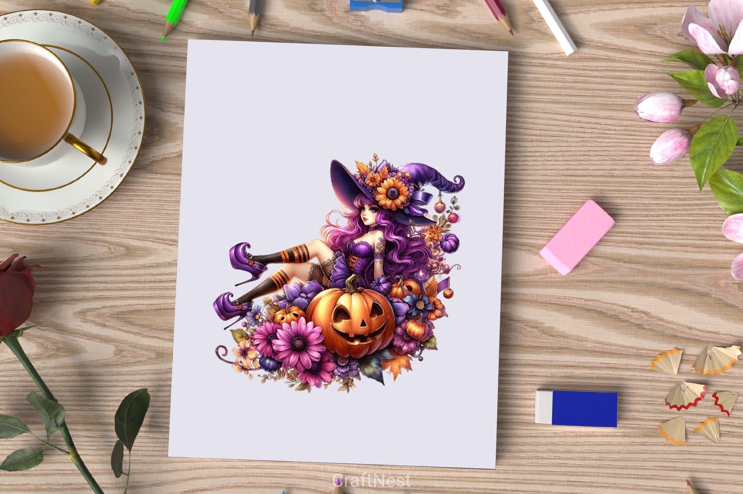 Halloween Witch Girl Clipart Bundle 2 - CraftNest - Digital Crafting and Art