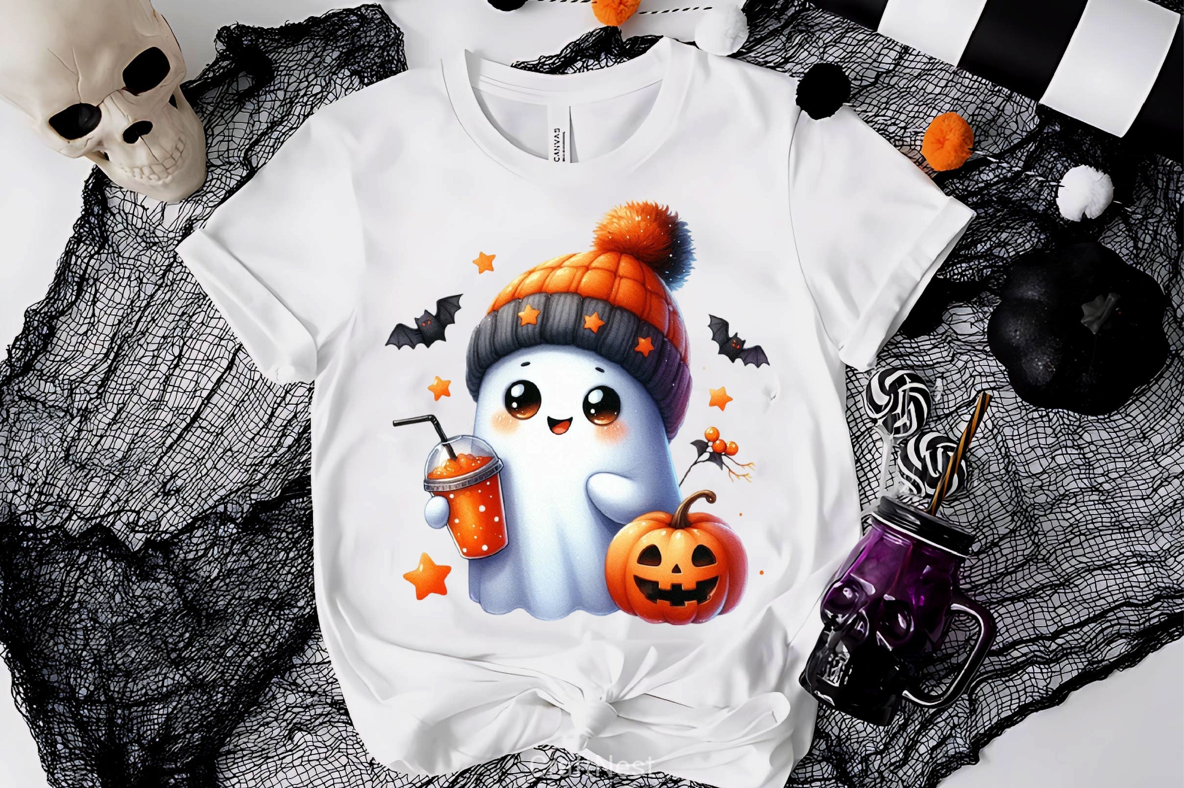 Cute Ghost Cute Halloween Clipart Bundle 19 - CraftNest - Digital Crafting and Art