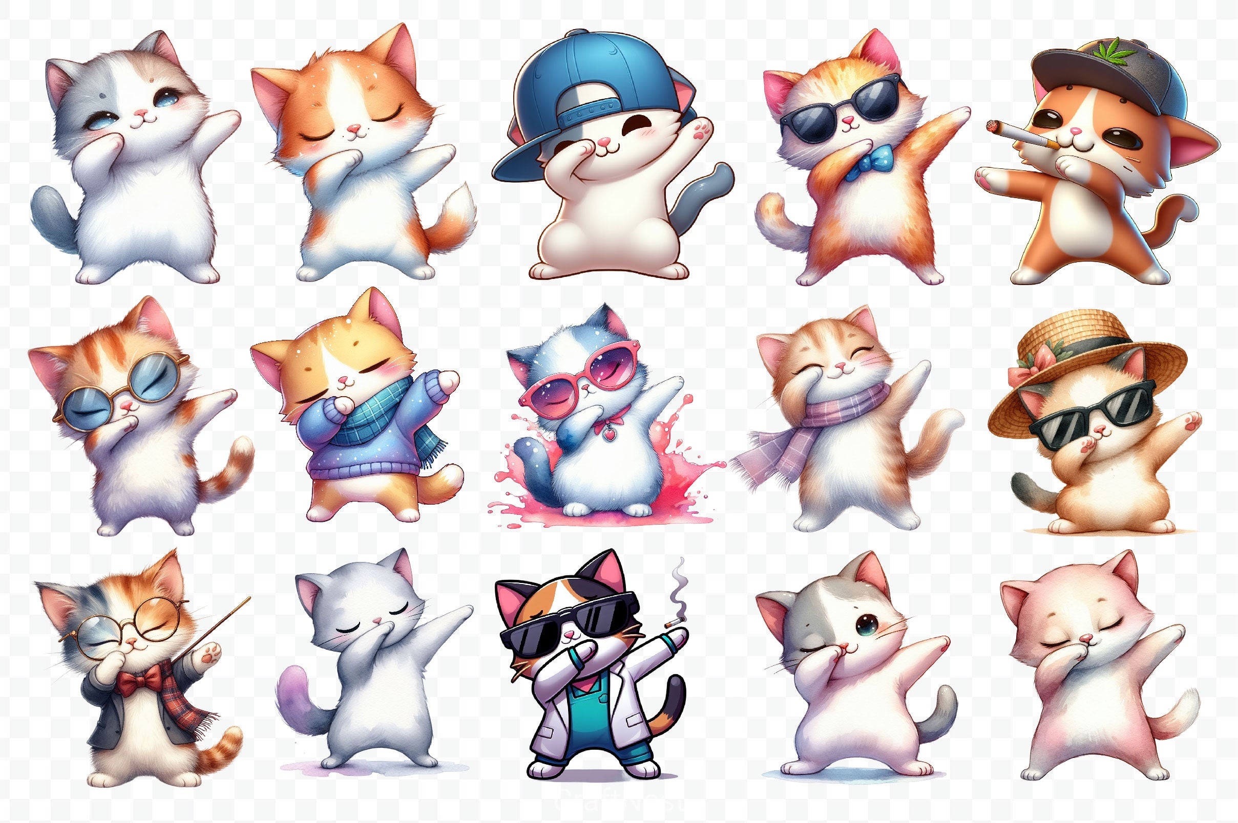 Funny Dabbing Cats Clipart Bundle - CraftNest - Digital Crafting and Art