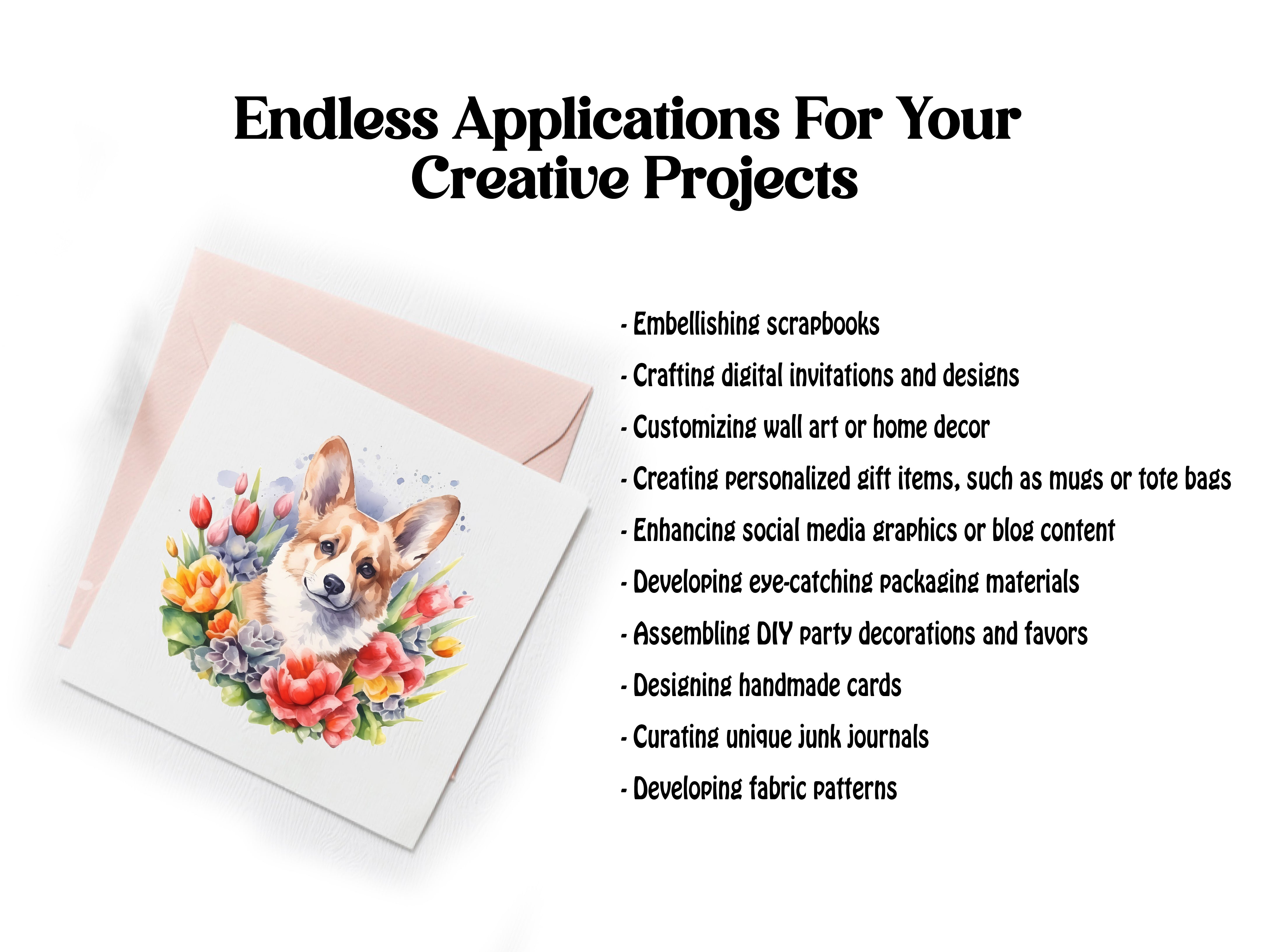 Floral Dogs Clipart - CraftNest