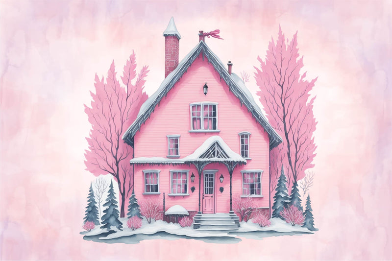 Pink Christmas House Clipart Bundle - CraftNest - Digital Crafting and Art
