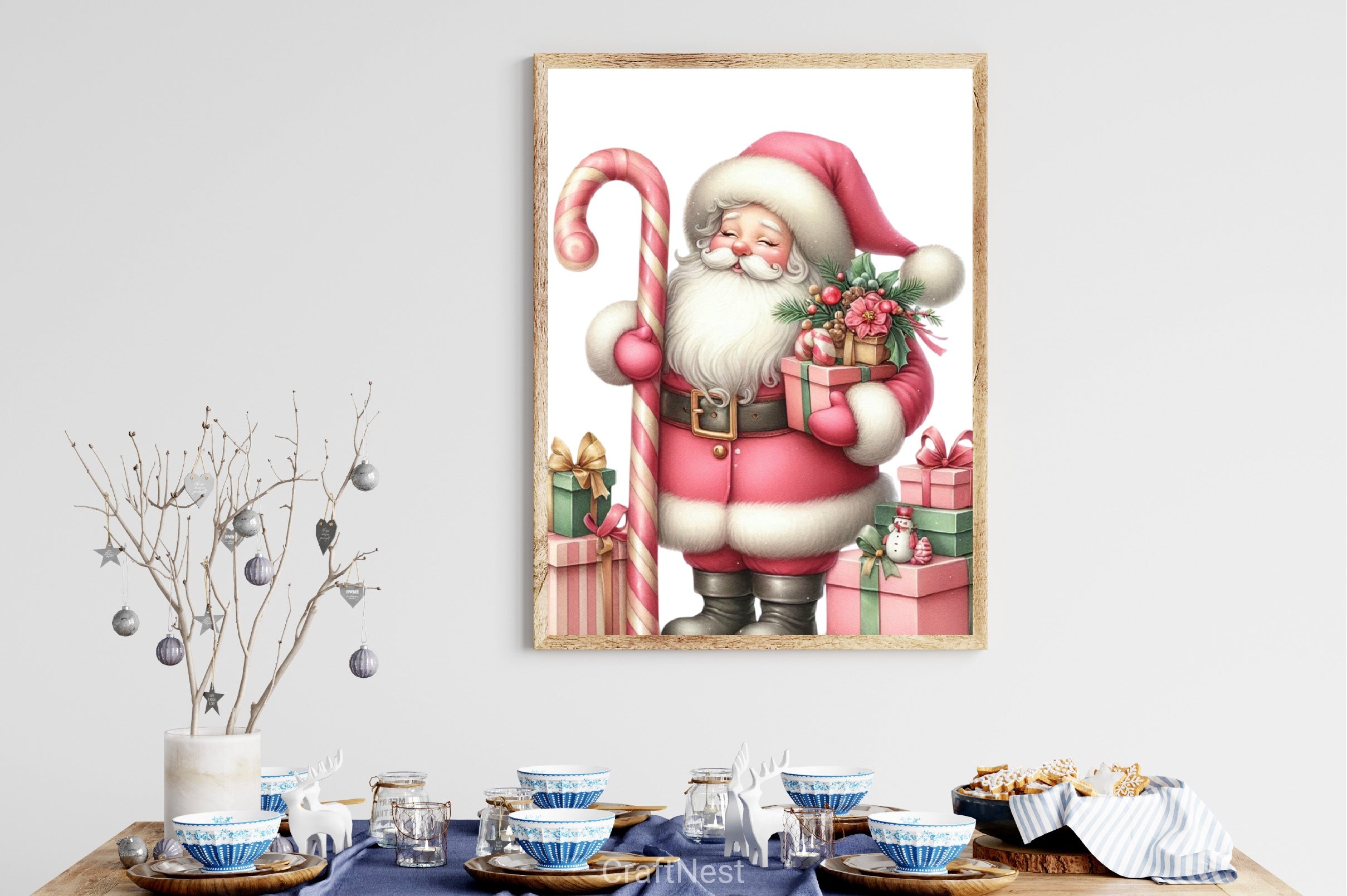 Pink Santa Claus Gifts Clipart Bundle - CraftNest - Digital Crafting and Art