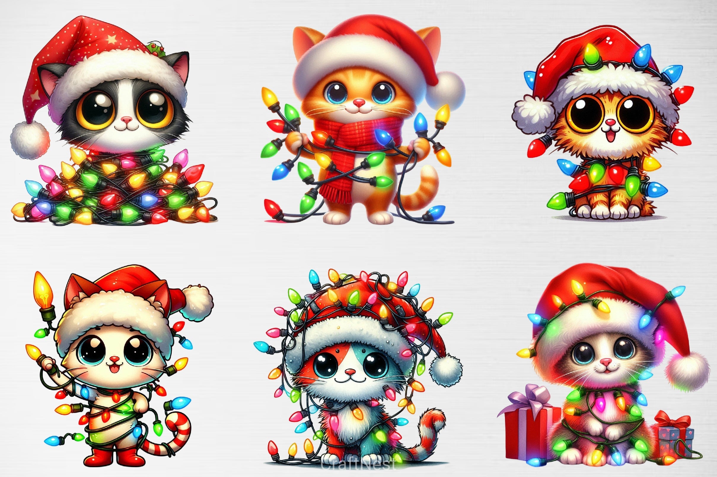 Christmas Cat Clipart Bundle 4 - CraftNest - Digital Crafting and Art