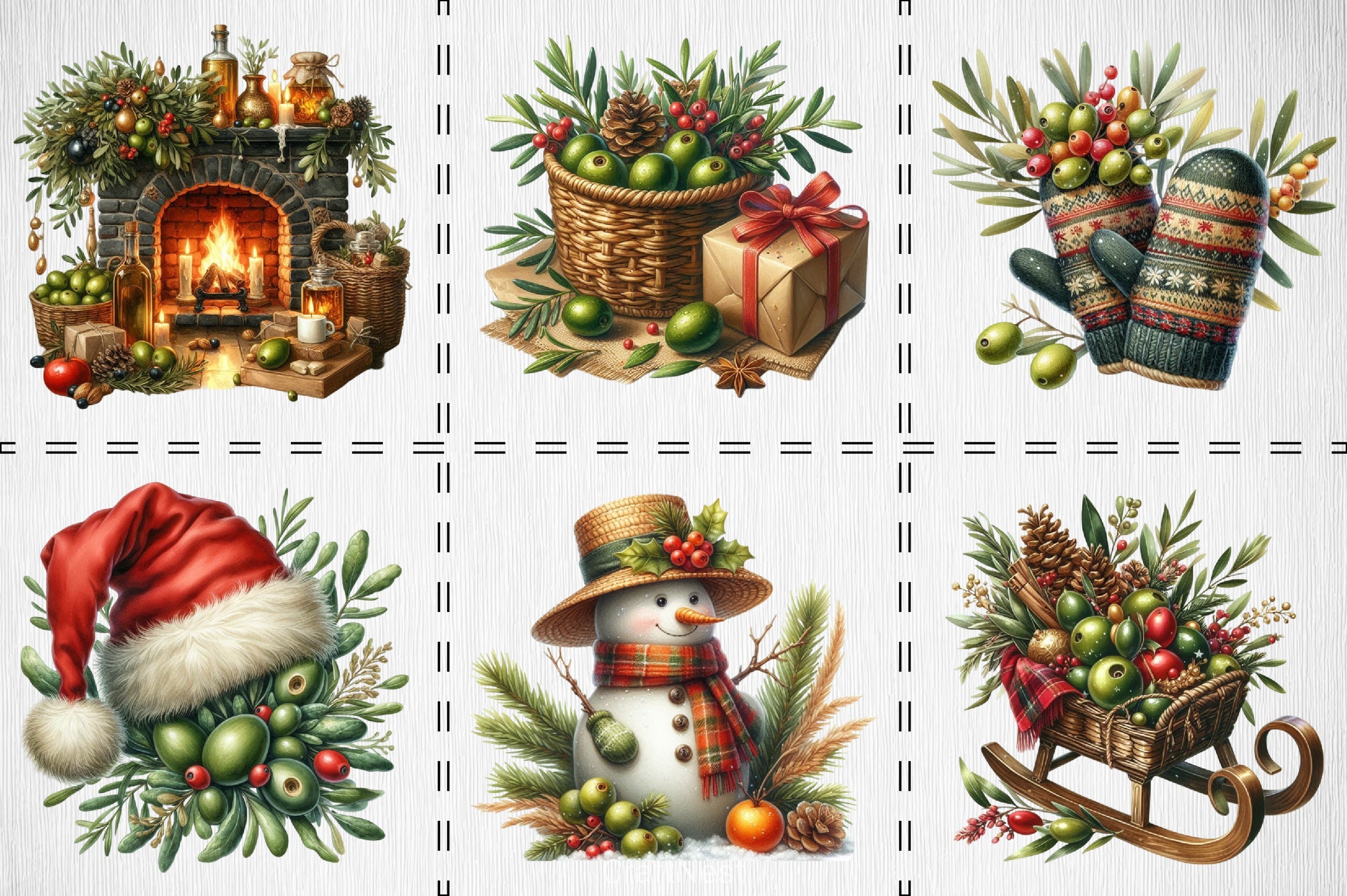 Olive Rustic Christmas Clipart Bundle - CraftNest - Digital Crafting and Art