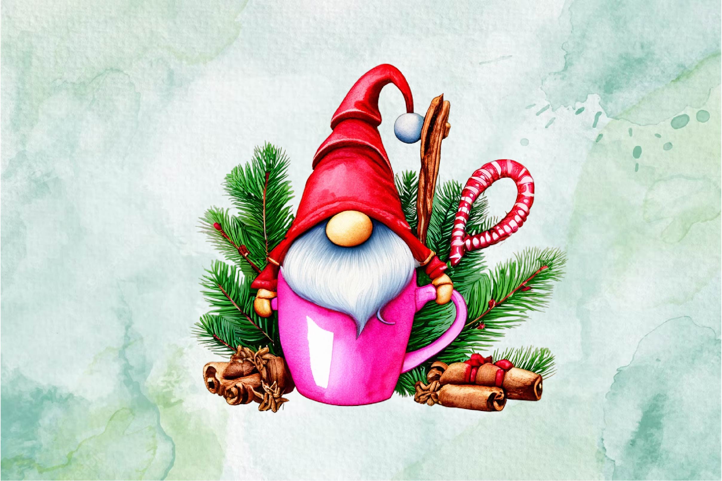 Christmas Gnome In A Cup Clipart Bundle - CraftNest - Digital Crafting and Art