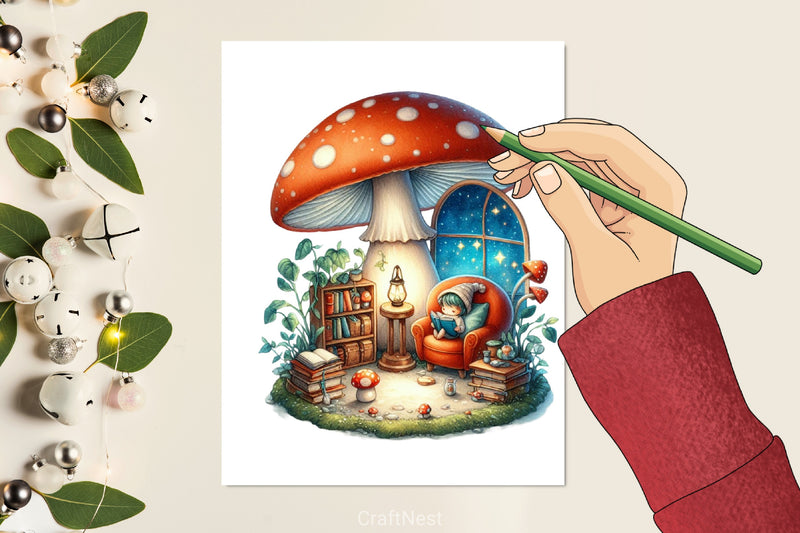 Cozy Mushroom Clipart Bundle - CraftNest - Digital Crafting and Art