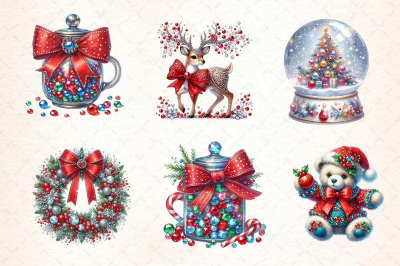 Faux Rhinestones Christmas Clipart Bundle 2 - CraftNest - Digital Crafting and Art