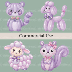 Balloon Animals Purple Clipart Bundle - CraftNest - Digital Crafting and Art