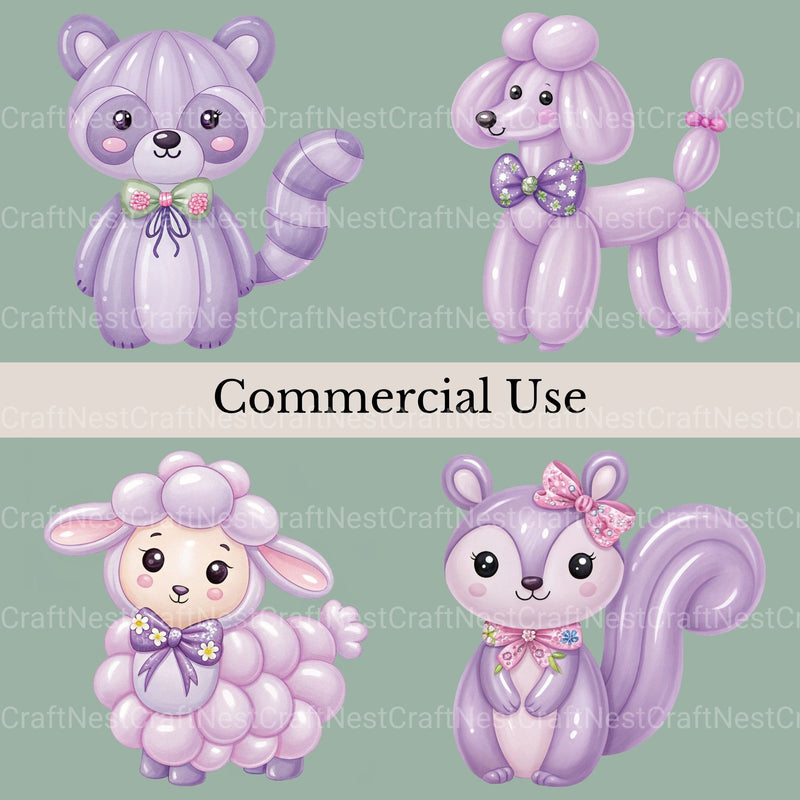 Balloon Animals Purple Clipart Bundle - CraftNest - Digital Crafting and Art