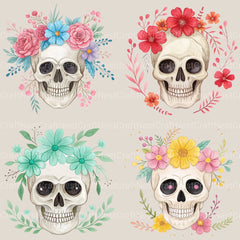 Skulls Floral Clipart Bundle - CraftNest - Digital Crafting and Art