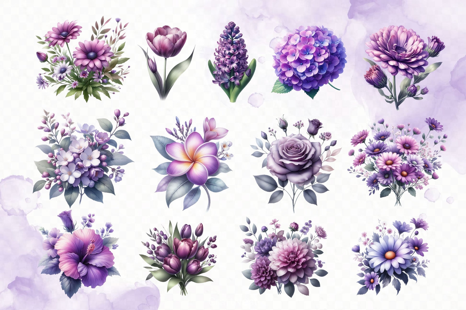 Purple Flowers Clipart Bundle 2 - CraftNest - Digital Crafting and Art
