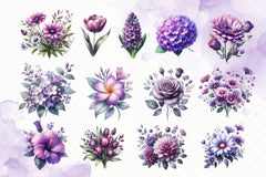 Purple Flowers Clipart Bundle 2 - CraftNest - Digital Crafting and Art