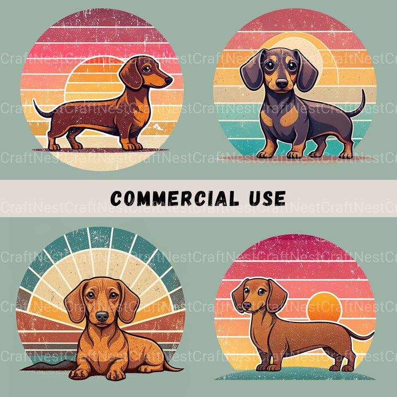 Dachshund Retro Sunset Clipart Bundle - CraftNest - Digital Crafting and Art
