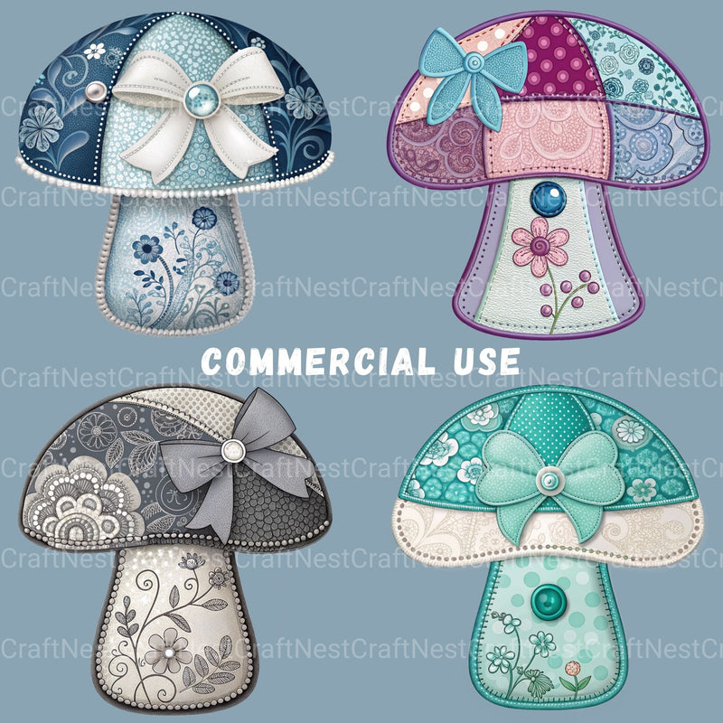 Quilted Mushrooms Clipart Bundle - CraftNest - Digital Crafting and Art
