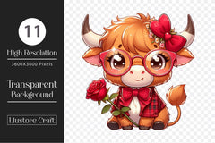 Valentines Day Highland Cow Clipart Bundle - CraftNest - Digital Crafting and Art
