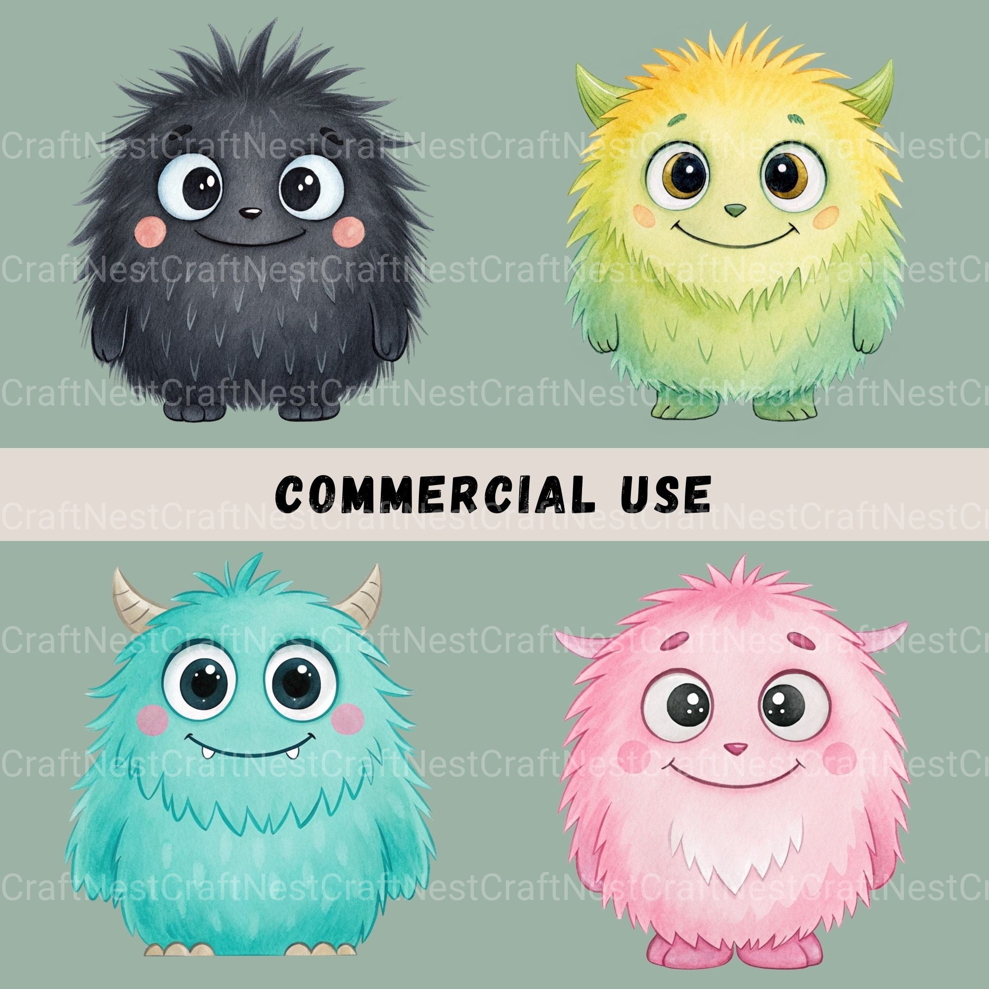 Monsters Cute Clipart Bundle - CraftNest - Digital Crafting and Art