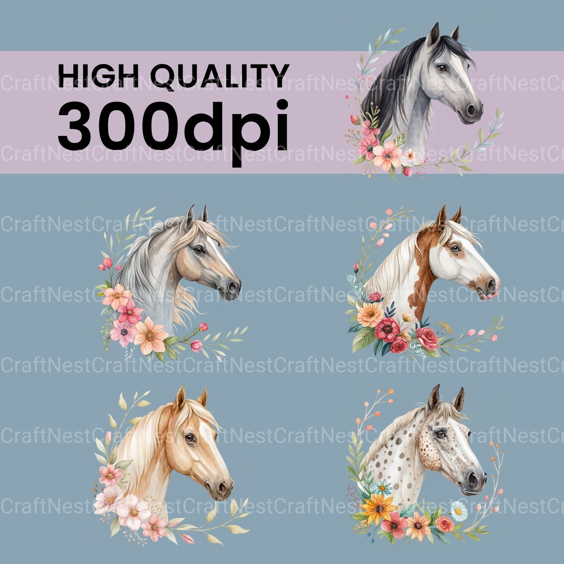 Horse Heads Clipart Bundle - CraftNest - Digital Crafting and Art