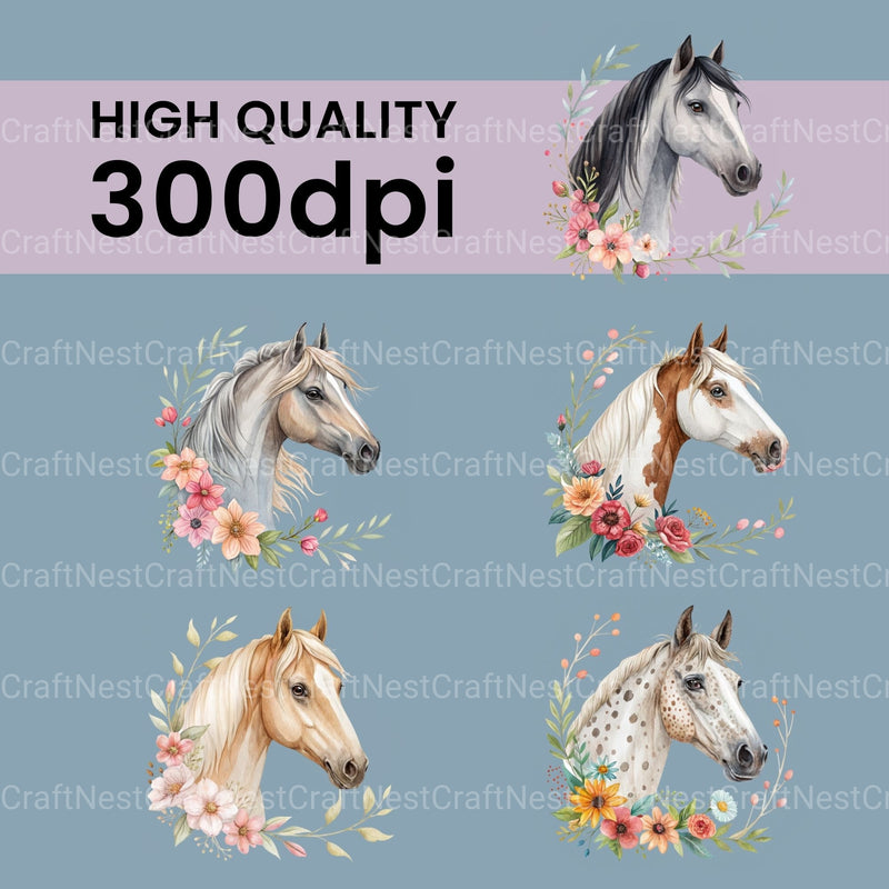 Horse Heads Clipart Bundle - CraftNest - Digital Crafting and Art