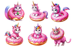 Cat Unicorn And Donut Clipart Bundle 2 - CraftNest - Digital Crafting and Art