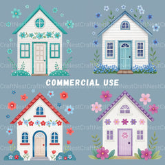 Floral Houses Clipart Bundle - CraftNest - Digital Crafting and Art