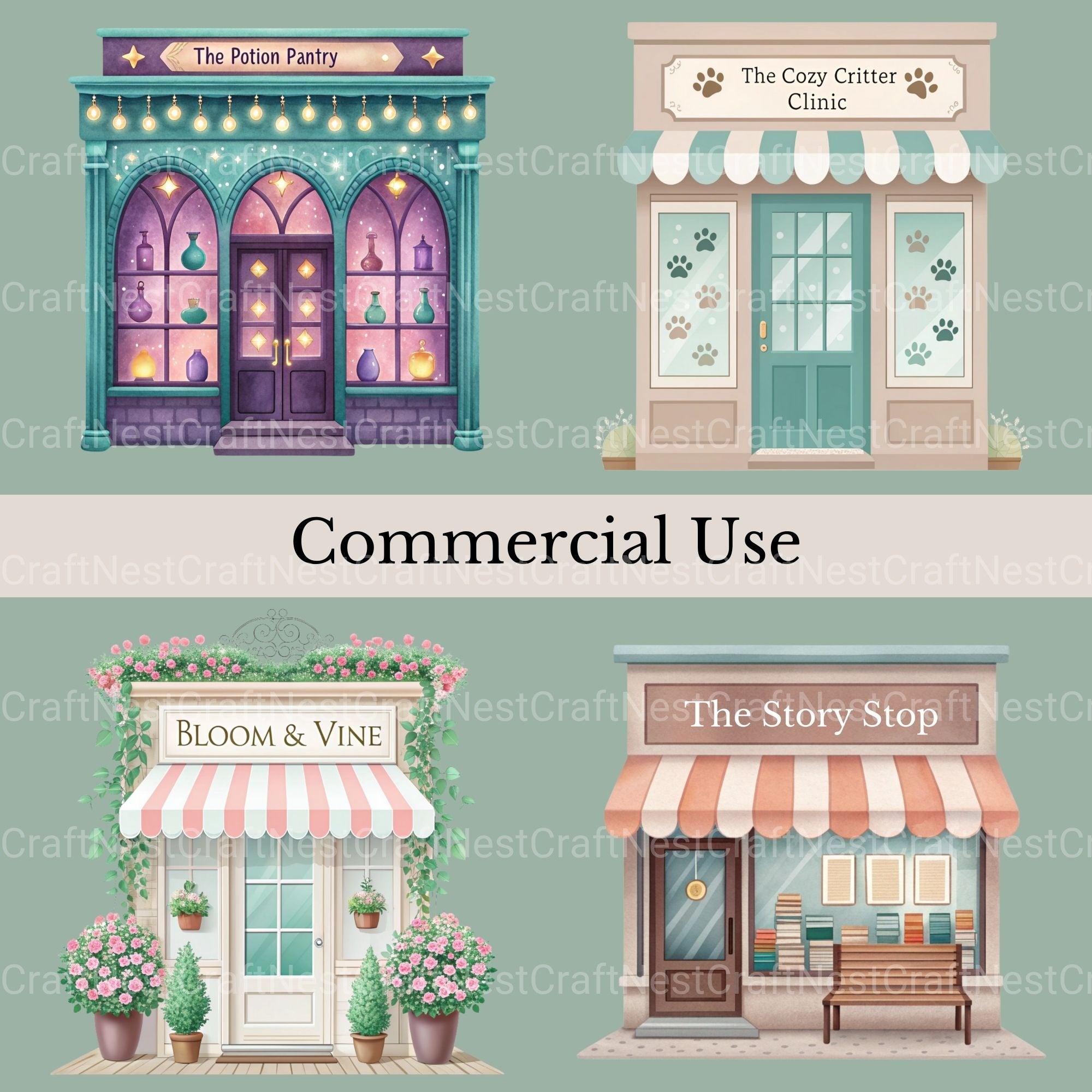 Village Shops Clipart Bundle - CraftNest - Digital Crafting and Art