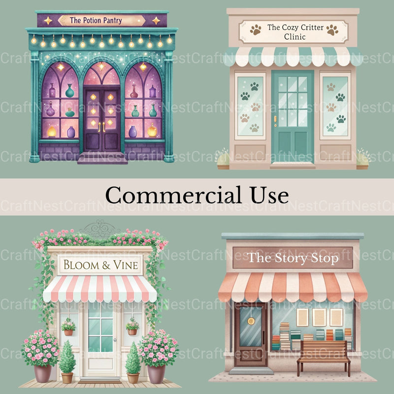 Village Shops Clipart Bundle - CraftNest - Digital Crafting and Art