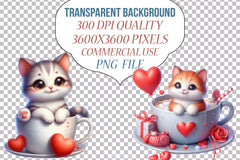 Valentine Cat Cup Clipart Bundle - CraftNest - Digital Crafting and Art