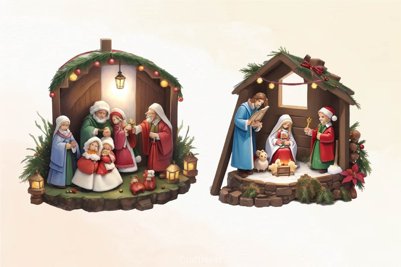 Christmas Nativity Sets Clipart Bundle - CraftNest - Digital Crafting and Art