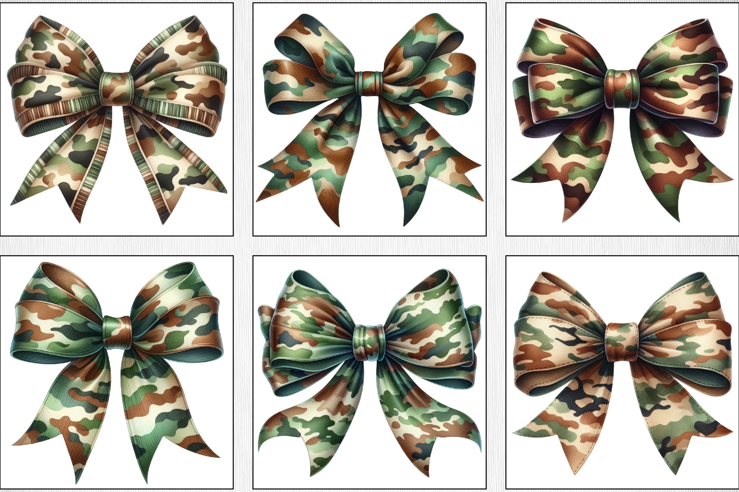 Camo Coquette Bow Clipart Bundle - CraftNest - Digital Crafting and Art