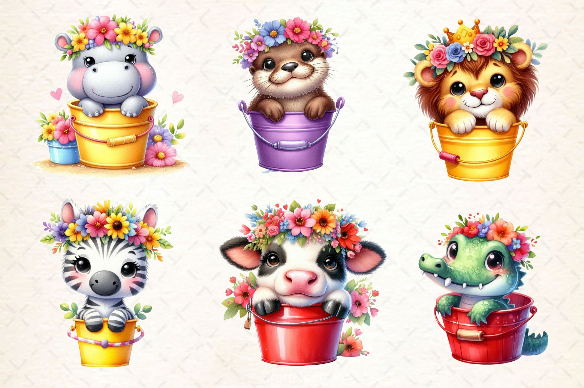Cute Animals In A Bucket Clipart Bundle - CraftNest - Digital Crafting and Art