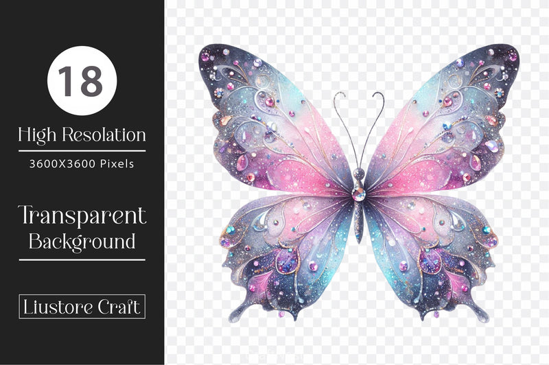 Glitter Butterfly Clipart Bundle 3 - CraftNest - Digital Crafting and Art